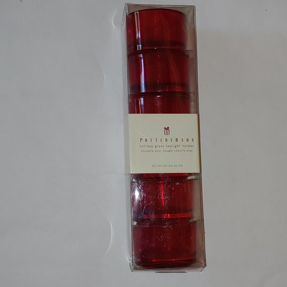 NEW 6 Red Holiday Glass Tealight Holders